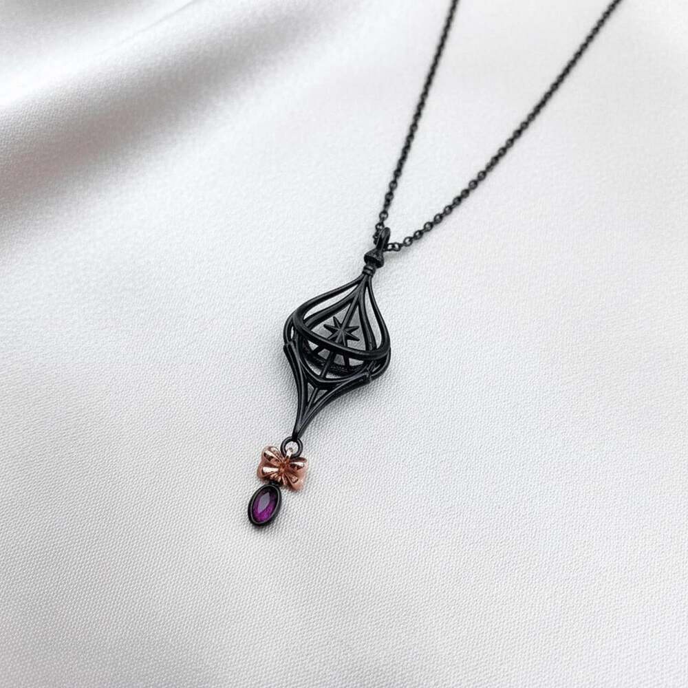 Madoka Magica Soul Gem Inspired Necklace - Colorfast Zinc Alloy Pendant - Black